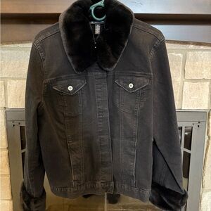 INC International Concepts Black Faux Fur Jacket